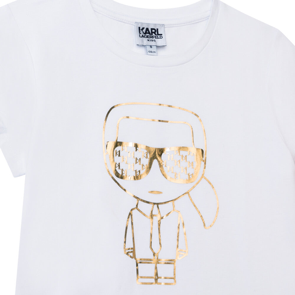 Karl Lagerfeld Girls White Short Sleeves Jersey T-Shirt