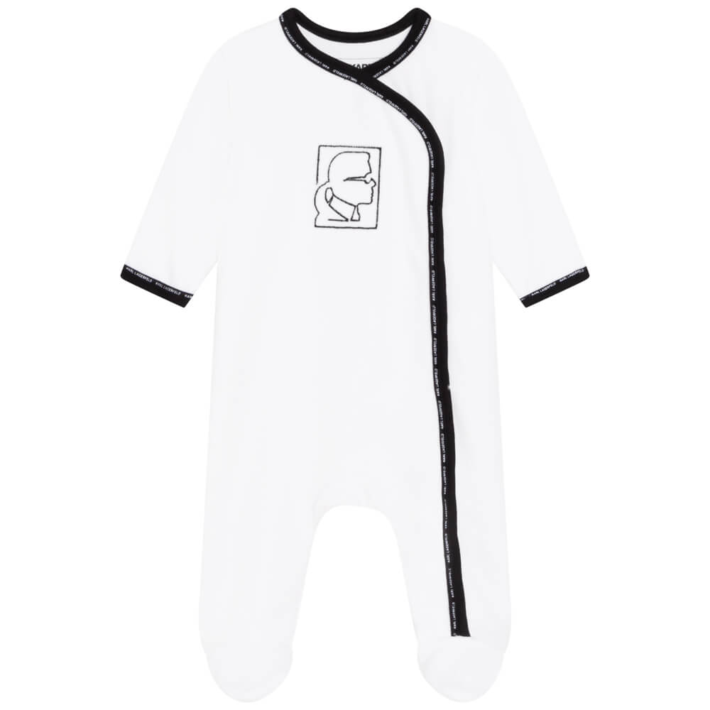 Karl Lagerfeld Baby Boys White Babysuit and Bib Combo Set