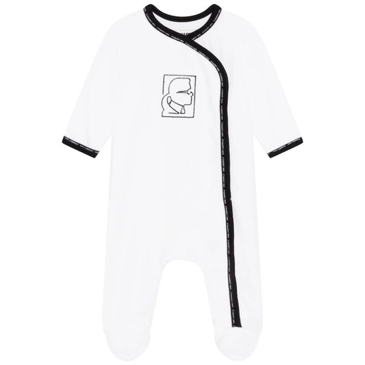 Karl Lagerfeld Baby Boys White Babysuit and Bib Combo Set