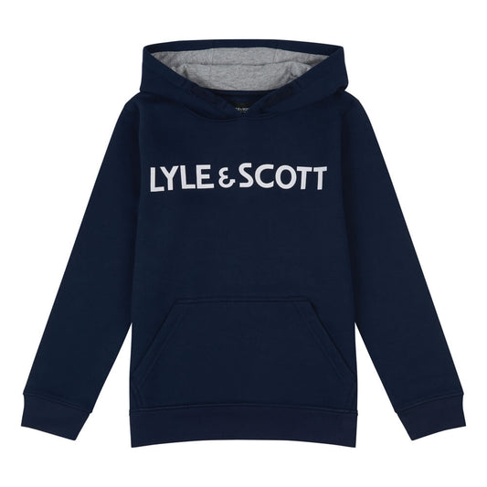 Lyle & Scott Boys Navy Text Hoodie