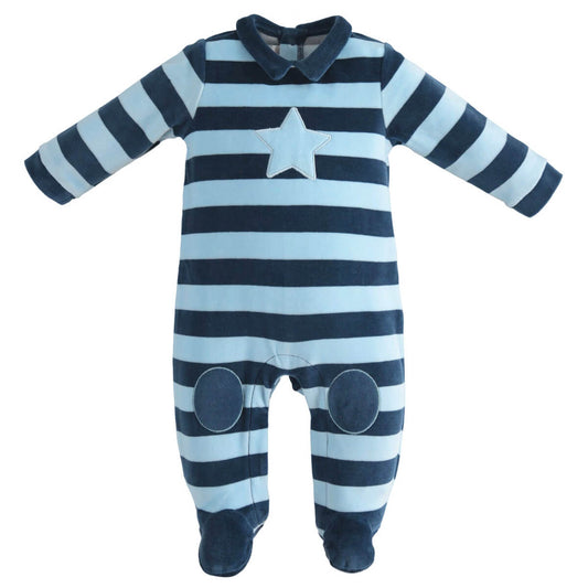 Minibanda Baby Boys Blue Romper With Feet