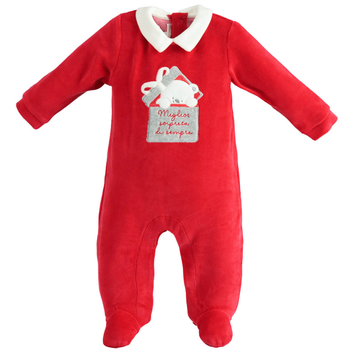 Minibanda Baby Boys Red Romper With Feet
