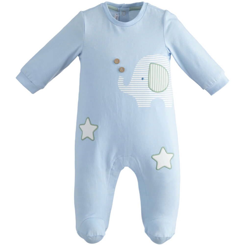Minibanda Baby Boys Blue Babysuit With Feet