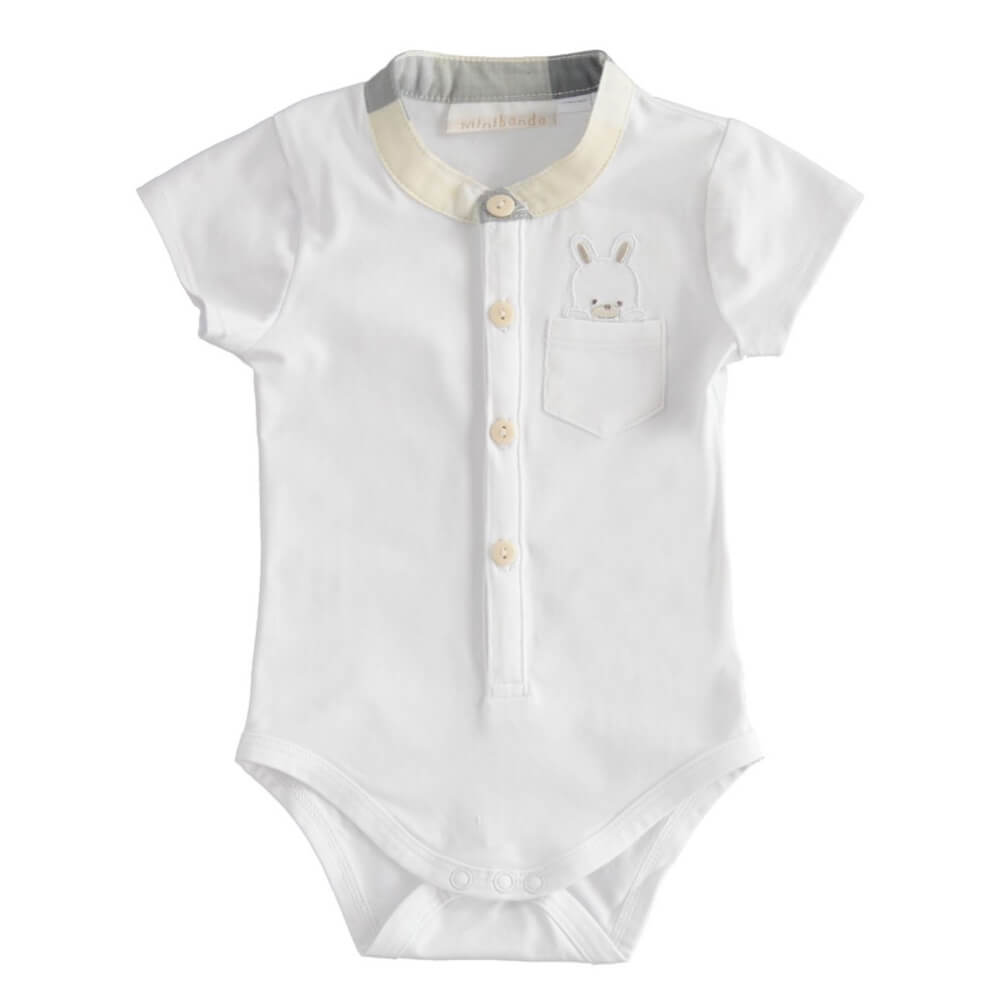 Minibanda Baby Boys White Short Sleeved Babysuit & Trouser