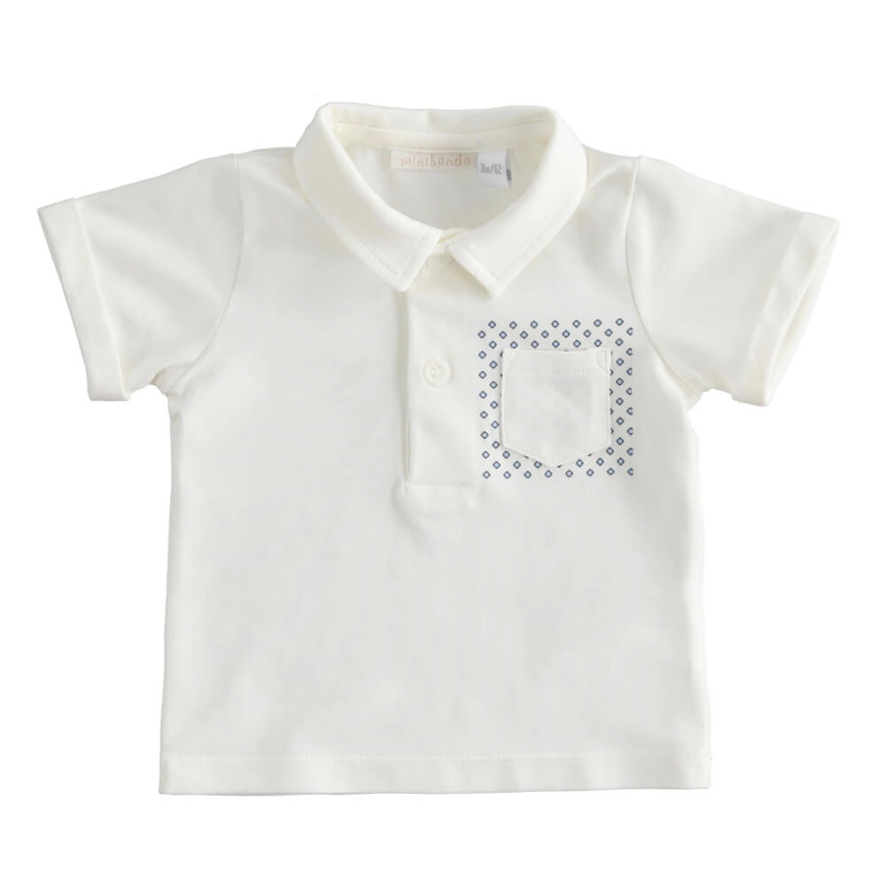Minibanda Baby Boys Cream Short Sleeved Polo