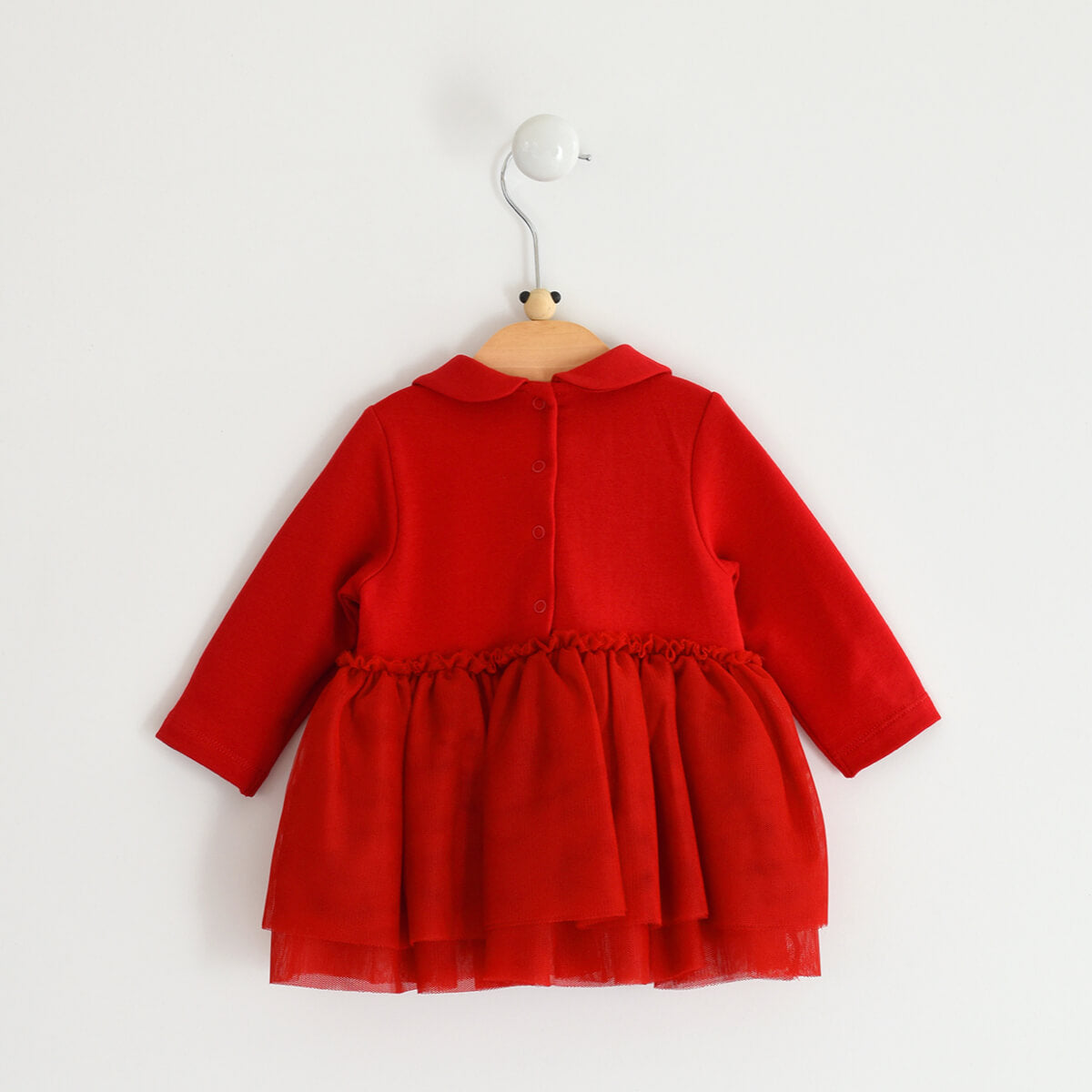 Minibanda Baby Girls Red Knitted Dress With Sleeves