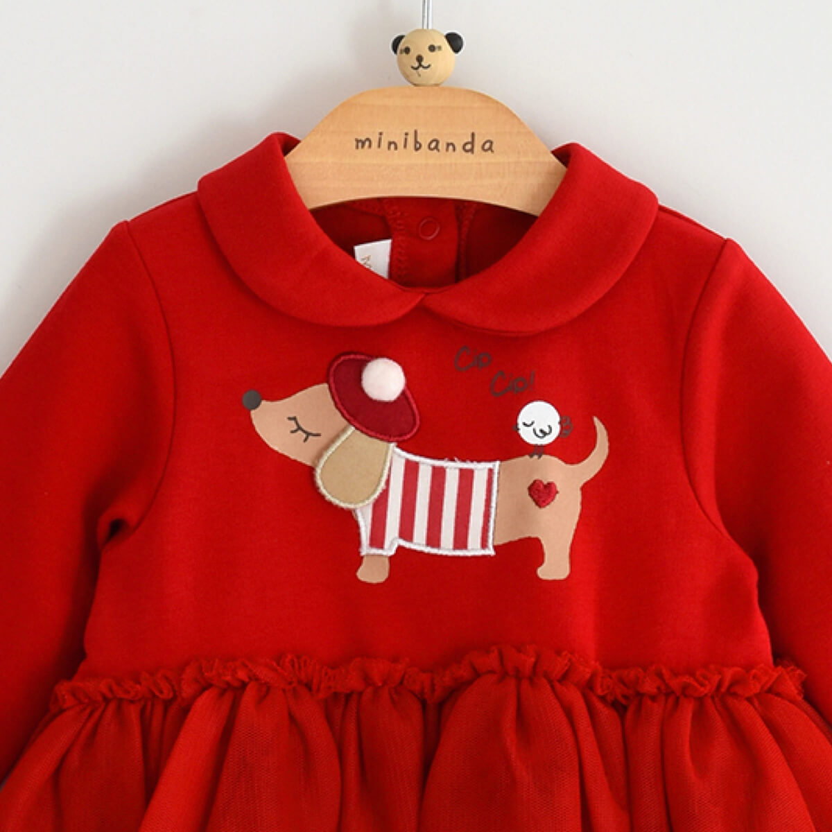 Minibanda Baby Girls Red Knitted Dress With Sleeves