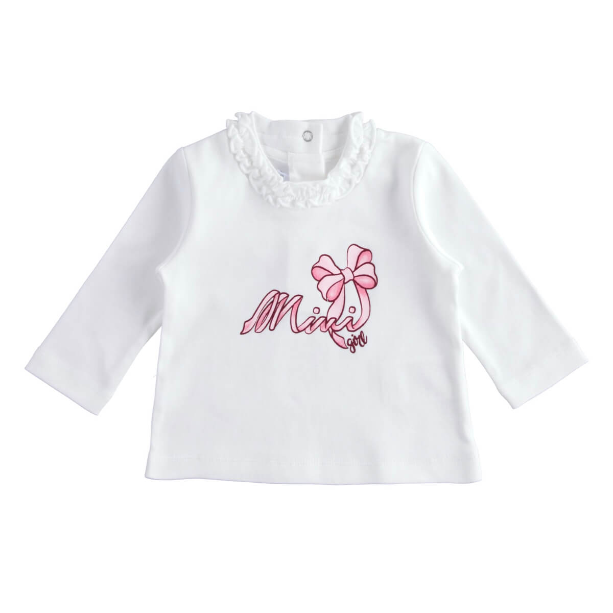 Minibanda Baby Girls Cream Long Sleeve Round-Neck Top