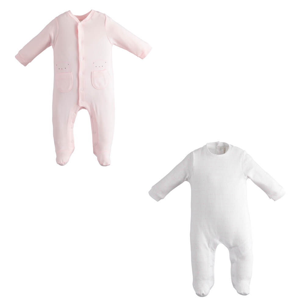 Minibanda Baby Girls Light Pink Babysuit