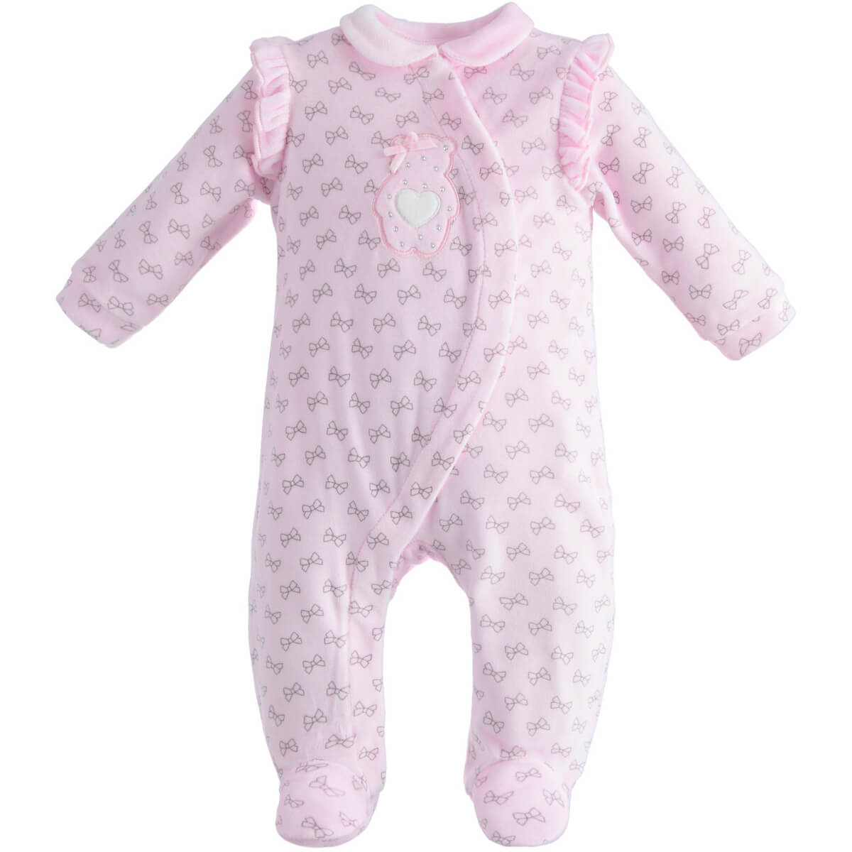 Minibanda Unisex Pink Long Sleeve Romper With Feet