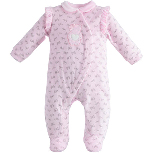 Minibanda Unisex Pink Long Sleeve Romper With Feet