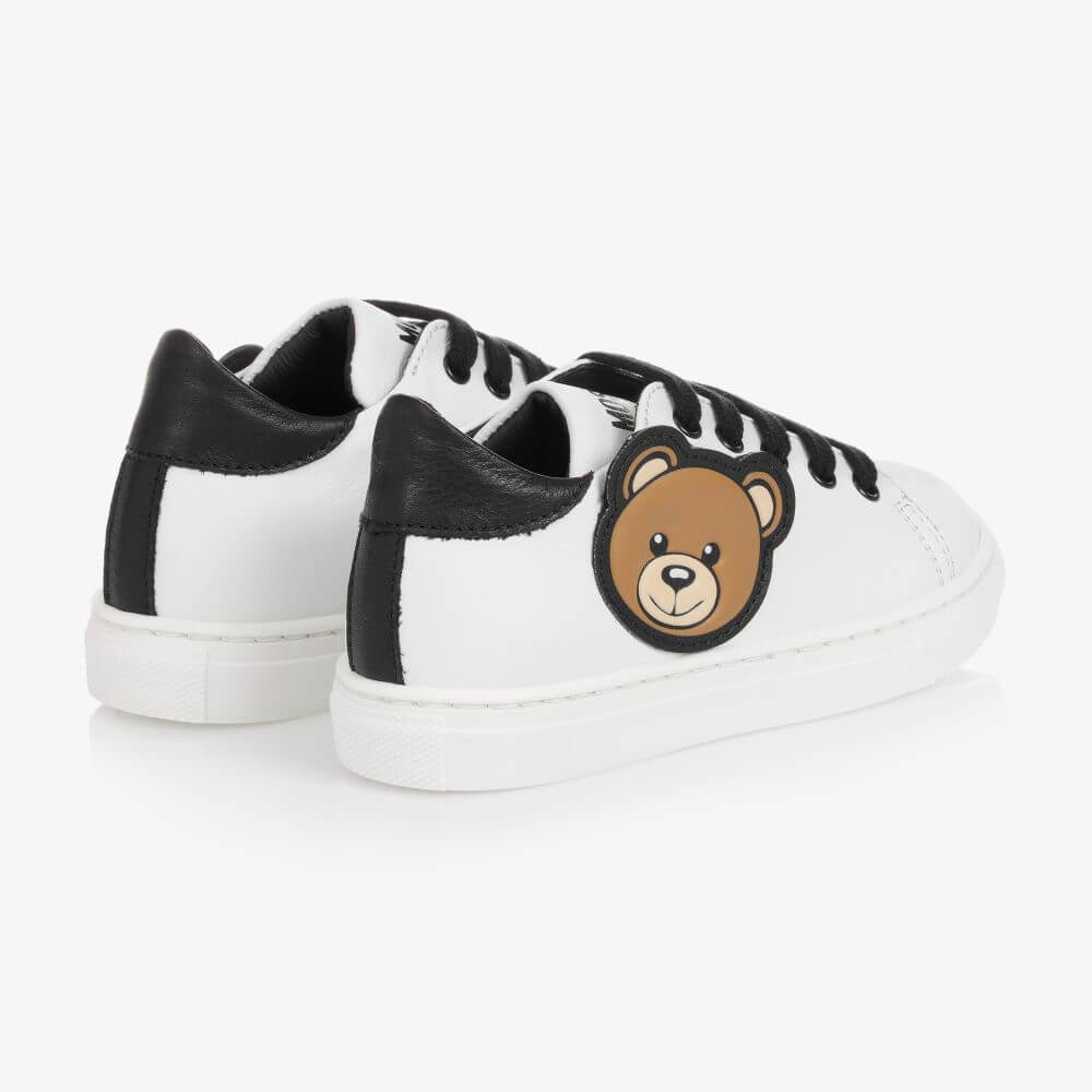 Moschino Unisex Black, Brown & White Trainers Box Sole Lace Teddy Bear Patch Rubberised