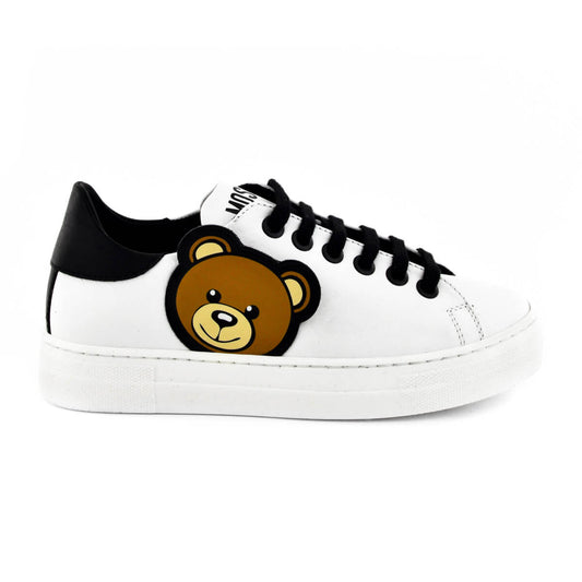 Moschino Unisex Black, Brown & White Trainers Box Sole Lace Teddy Bear Patch Rubberised