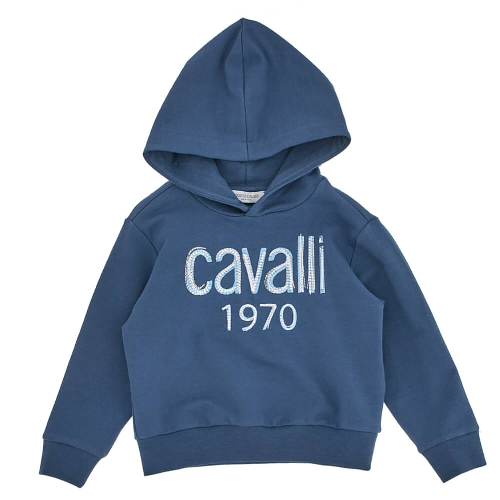 Roberto Cavalli Baby Boys Navy Hoodie Fleece With Logo