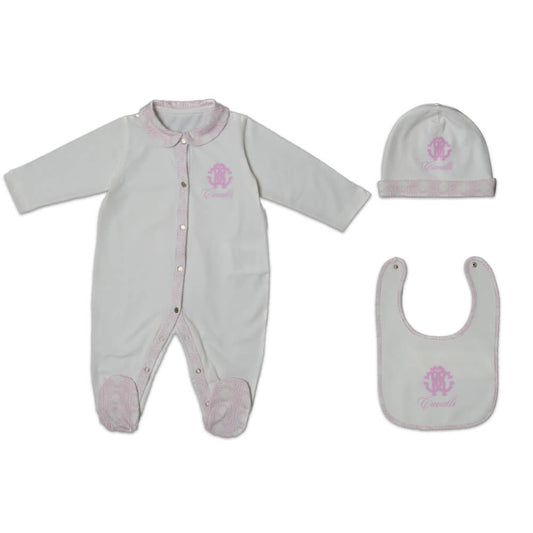 Roberto Cavalli Baby Girls Pink & Ivory Babysuit