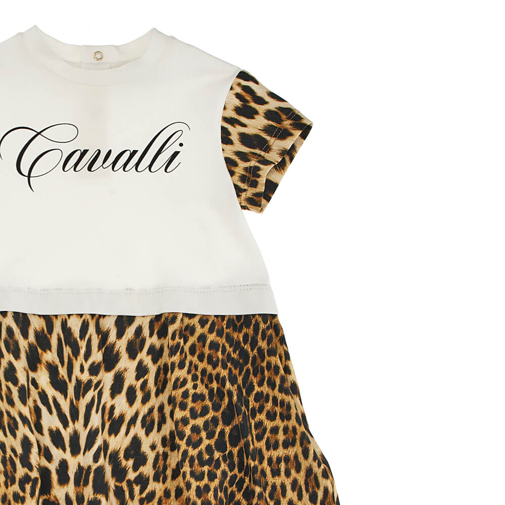 Roberto Cavalli Baby Girls White & Leopard Dress