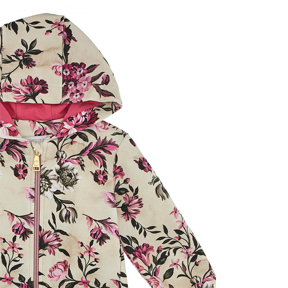Roberto Cavalli Baby Girls Pink Hoodie Fleece With Flower Pattern