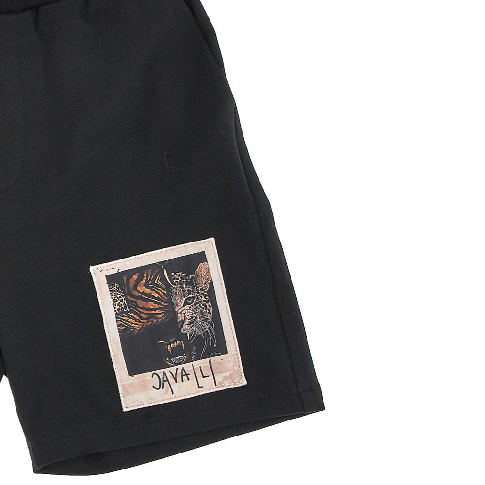 Roberto Cavalli Boys Black Fleece Shorts