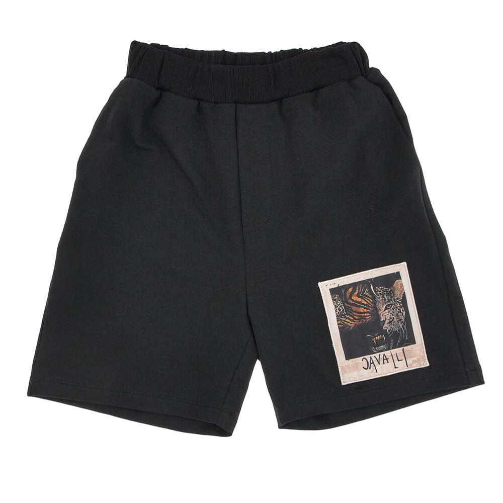 Roberto Cavalli Boys Black Fleece Shorts
