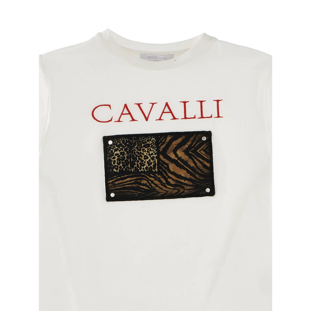 Roberto Cavalli Boys Flag White Jersey T-Shirt