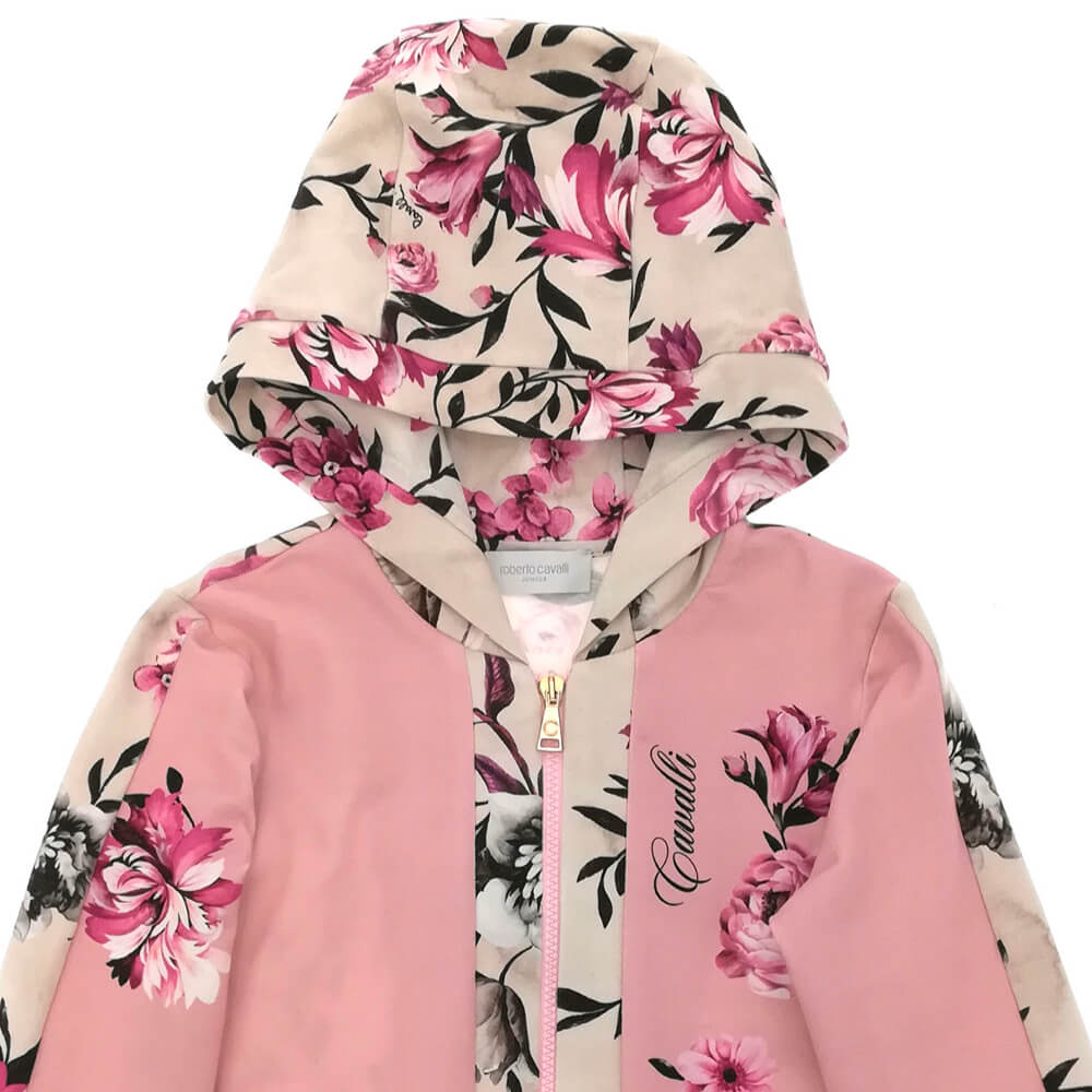 Roberto Cavalli Girls Pink Full Zip Fleece Hoodie