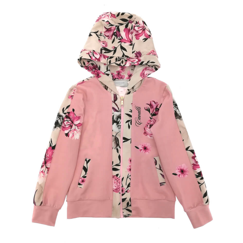 Roberto Cavalli Girls Pink Full Zip Fleece Hoodie