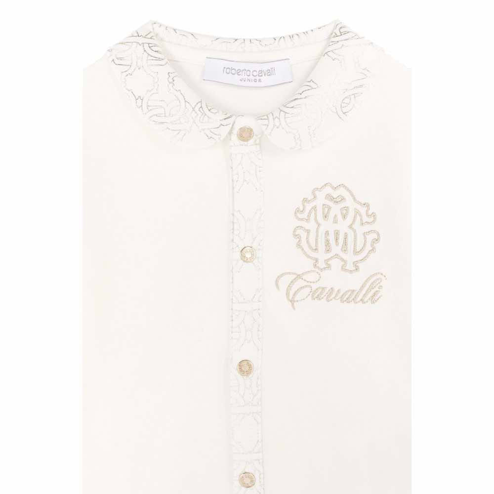 Roberto Cavalli Unisex Gold & White Babysuit