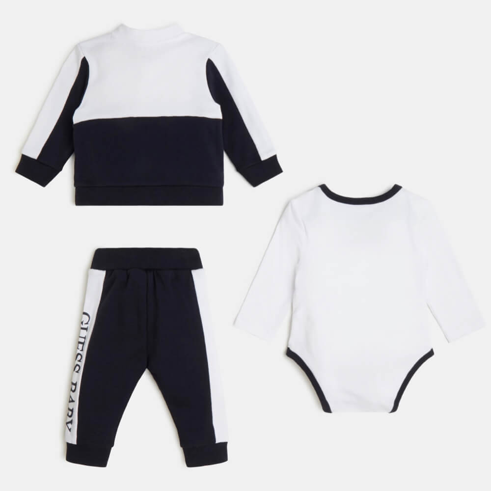Guess Baby Boys Navy & White Sweatshirt Joggers and Babysuit Combo Set