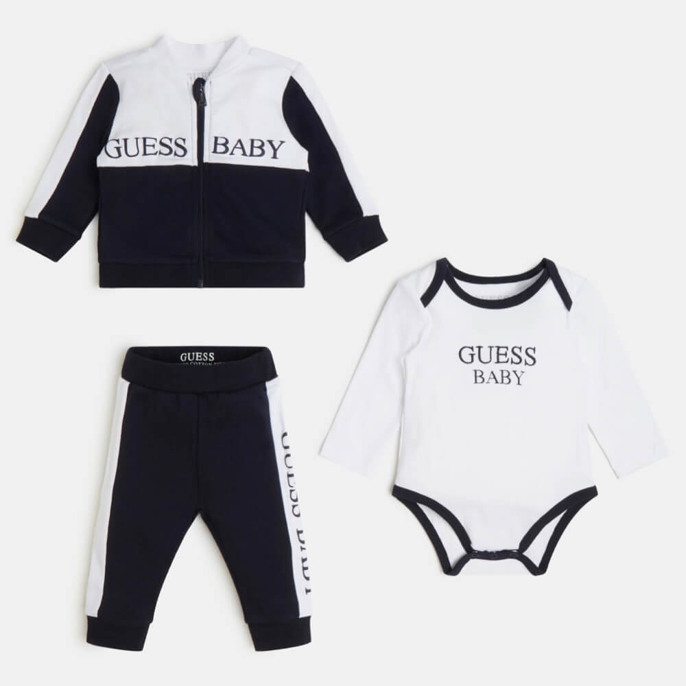 Guess Baby Boys Navy & White Sweatshirt Joggers and Babysuit Combo Set