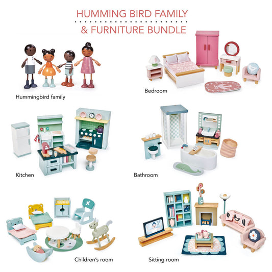 Tender Leaf Hummingbird Doll Family & Furniture Bundle