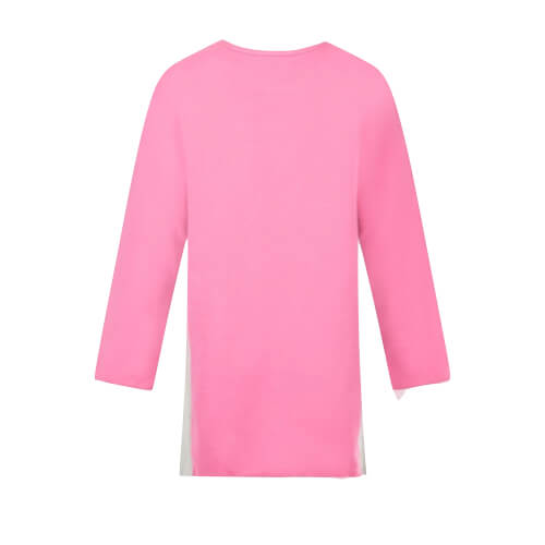 Guess Girls White & Pink With Triangle Guess Logo Long Sleeve Dress