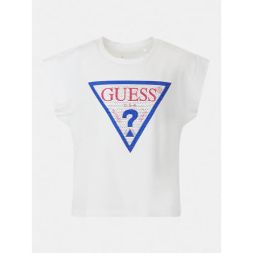 Guess Girls White Organic Stretch Cotton T-Shirt