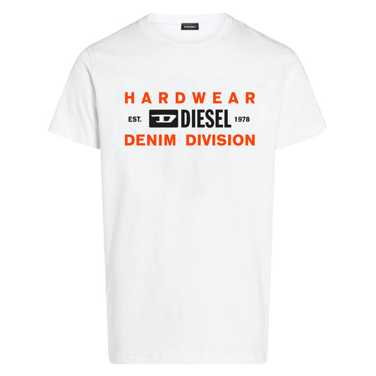 Diesel Boys White T-Shirt With Double Diesel Logo